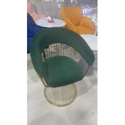 Chaise  en velours vert +...