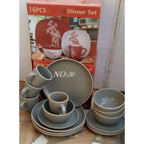 Service de table 16 pièces Ceramique Gris clair No:26