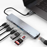 ADAPTATEUR TYPE C 8 PORTS + RJ45 - Garantie : 06 mois
