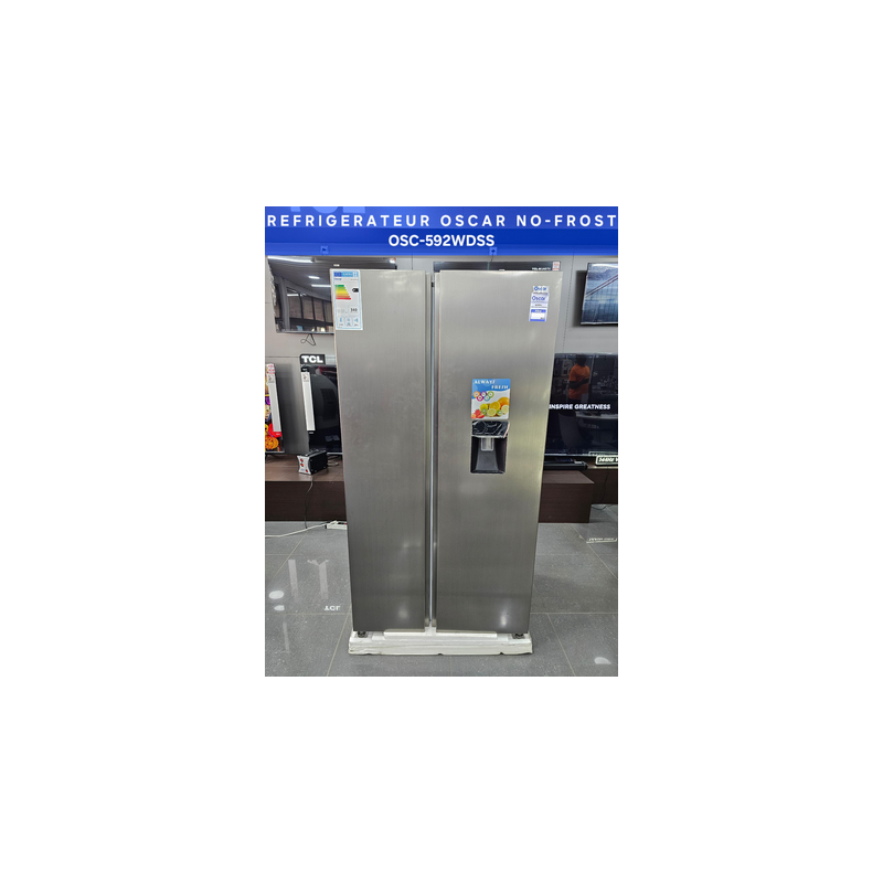 Réfrigérateur américain No-Frost double porte – 592 Litres – Oscar – OSC-592 WDSS – 06 Mois de Garantie