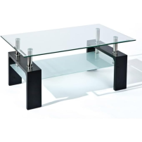 Table Basse Design en Verre Leny 100cm Noir&Maron