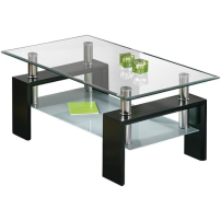 Table Basse Design en Verre Leny 100cm Noir&Maron