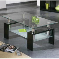 Table Basse Design en Verre Leny 100cm Noir&Maron