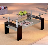 Table Basse Design en Verre Leny 100cm Noir&Maron