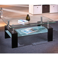 Table Basse Design en Verre Leny 100cm Noir&Maron