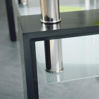 Table Basse Design en Verre Leny 100cm Noir&Maron