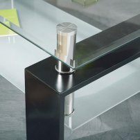 Table Basse Design en Verre Leny 100cm Noir&Maron