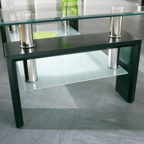 Table Basse Design en Verre Leny 100cm Noir&Maron