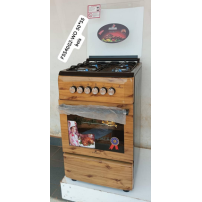 Cuisinière à Gaz EUROLUX - 4 Feux - 50 x 55 cm - Bois - Allumage Manuel - Four en haut et en bas - 6 mois de garantie