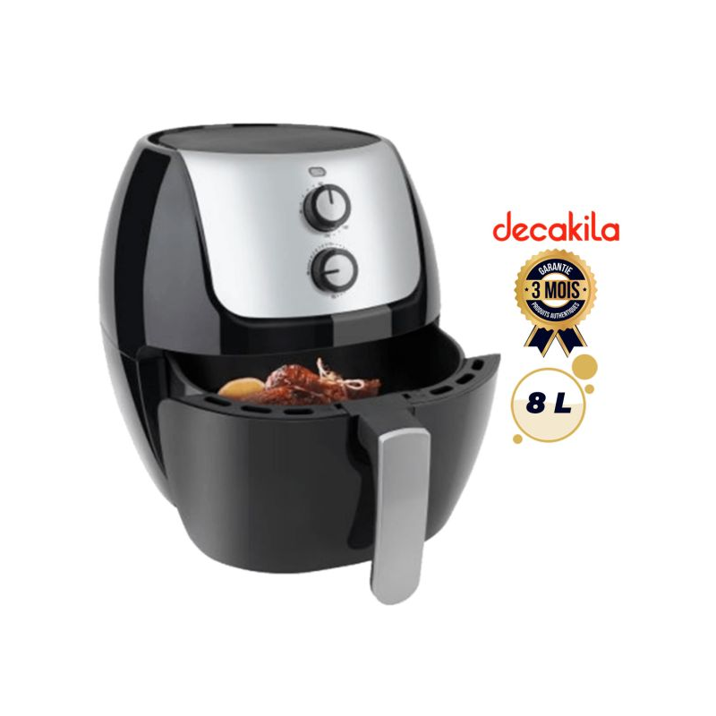 Friteuse sans huile - Air Fryer - DECAKILA - KEEC040B - Antiadhésive - 8 L - 1800 watts - Minuterie - Noir - Garantie 3 mois
