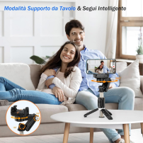stabilisateur de selfie avec télécommande Bluetooth pour vlogging compatible avec iPhone/Android