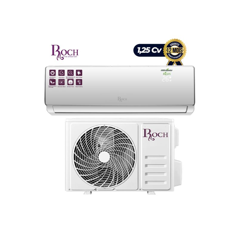 Climatiseur Roch - RAC-S09R41-C - 1.25 CV - 9000 BTU - Gaz R410a - Garantie 06Mois