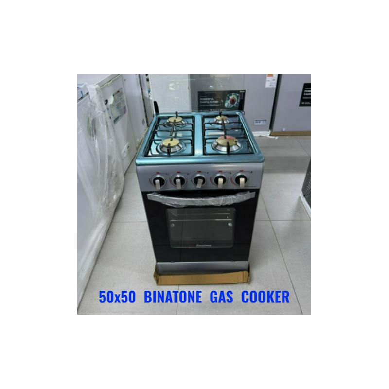 Cuisinière à gaz - Binatone - 50 x 50 cm - 4 Feux - allumage automatique - Gris -  Garantie 06 mois