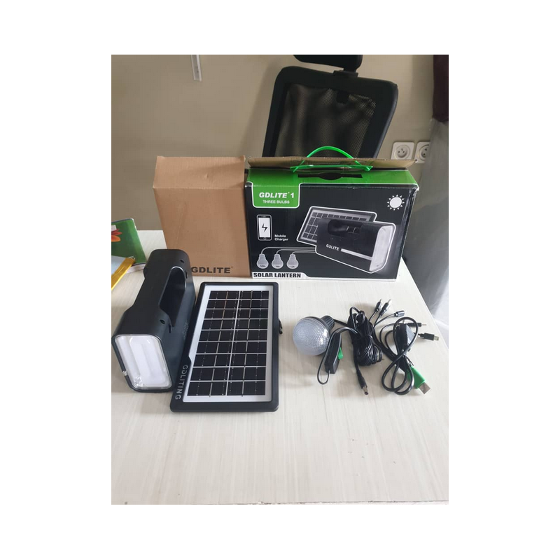 Lampe solaire GDLITE1 + 3 ampoules - Charge 15-30h + 03 mois Garantie