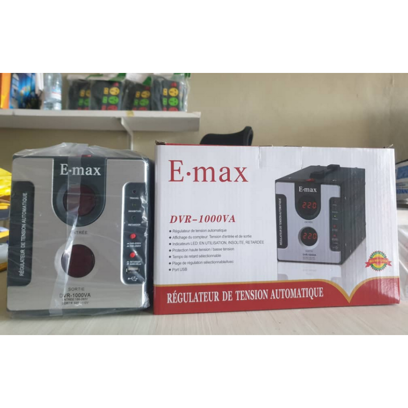 Regulateur de Tension E-MAX 1000VA - DVR-1000VA - Automatique- Garantie: 03mois