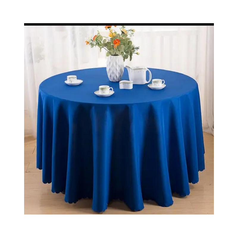 Nappe ronde en polyester solide 6 places _ Bleu