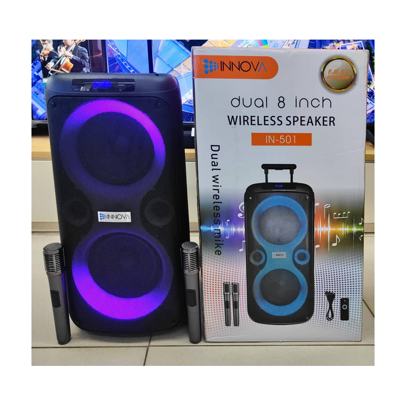 WIRELESS PARTY SPEAKER - IN-501 - Avec 2 Microphones - INNOVA - 03mois Garantie