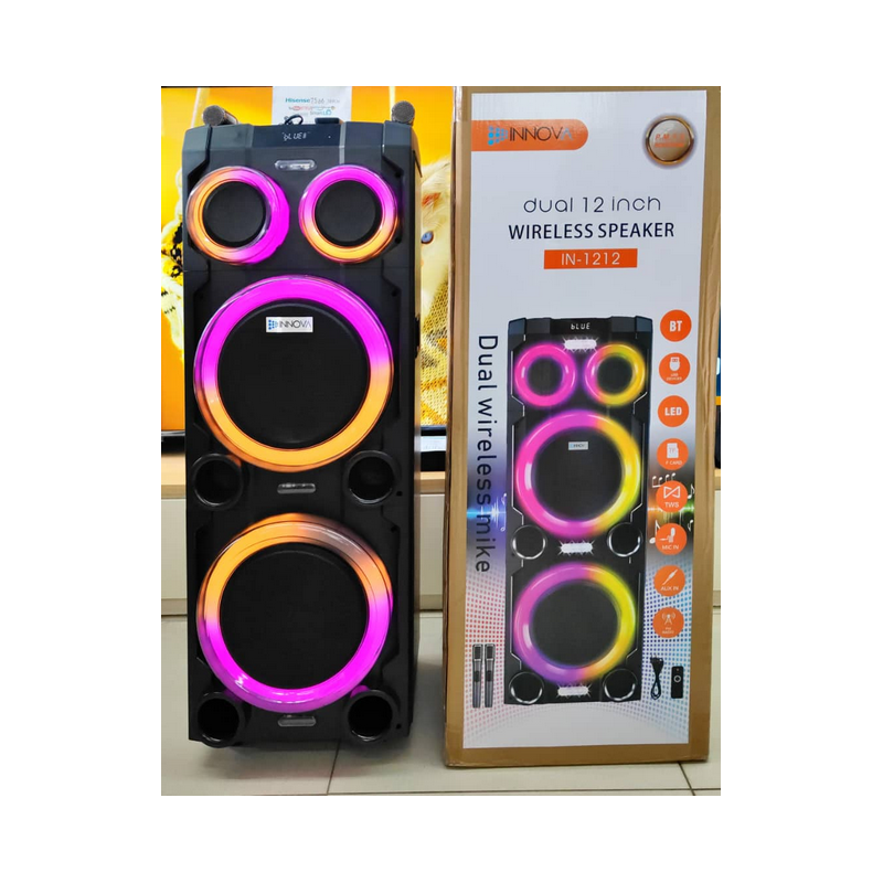 WIRELESS PARTY SPEAKER - IN-1212- Avec 2 Microphones - INNOVA - 03mois Garantie