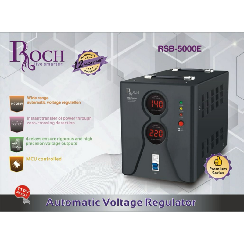 Régulateur de tension ROCH 5000VA – RSB-5000E – Garantie: 6 mois
