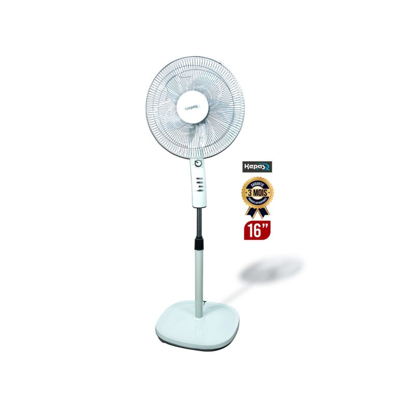 Ventilateur sur pied 16'' - KEPAS - K535 - 50W - 3 Vitesses - Minuterie de 120 min - Blanc - Garantie 3 mois