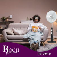 Ventilateur rechargeable avec télécommande - ROCH - RSF-918R-B - 18'' - BLANC/NOIR - Garantie 06 Mois