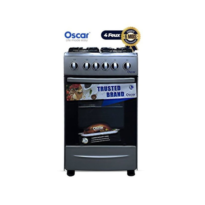 Cuisinière Oscar 4 Feux - 50 x 50 - OCS-C50W - Gris - Allumage automatique - Garantie 06 mois