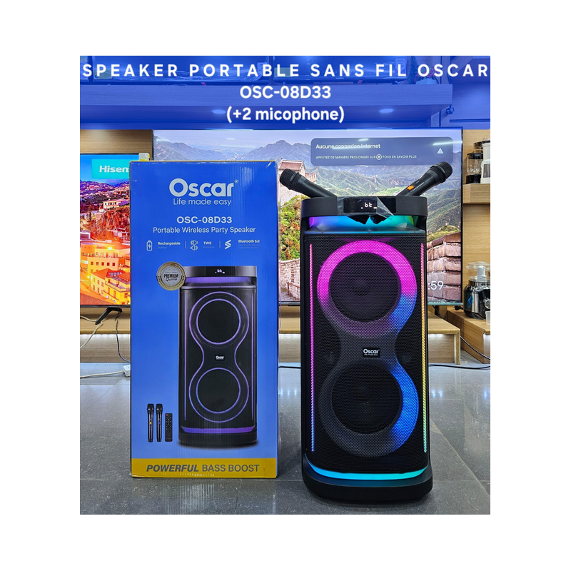 Haut -parleur Oscar + 02 micros 100W -08D33- Garantie 06 mois