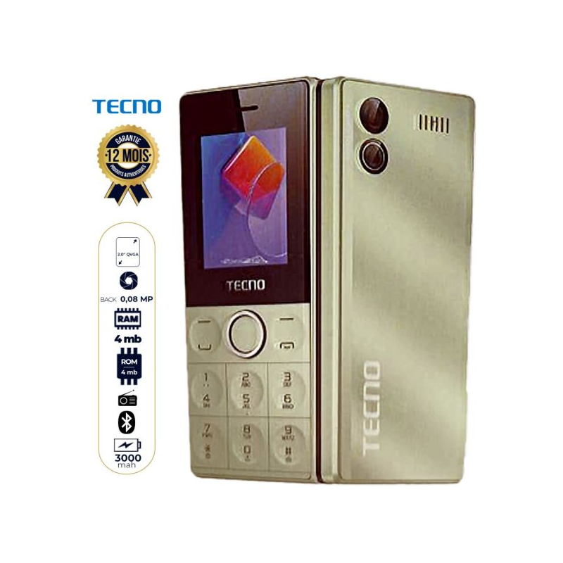 Téléphone portable Tecno T353 - 2" - 4 Mo/4 Mo RAM - 3000 mAh - Double Sim - Garantie 03 mois
