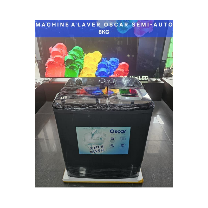 Machine à laver Semi-automatique 8Kg - OSCAR - OSC-TTB-XP8 - Noir - Garantie :06 mois