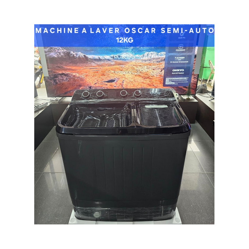 Machine à laver Semi-automatique 12Kg - OSCAR - OSC-TTB-XP12 - Noir - Garantie :06 mois