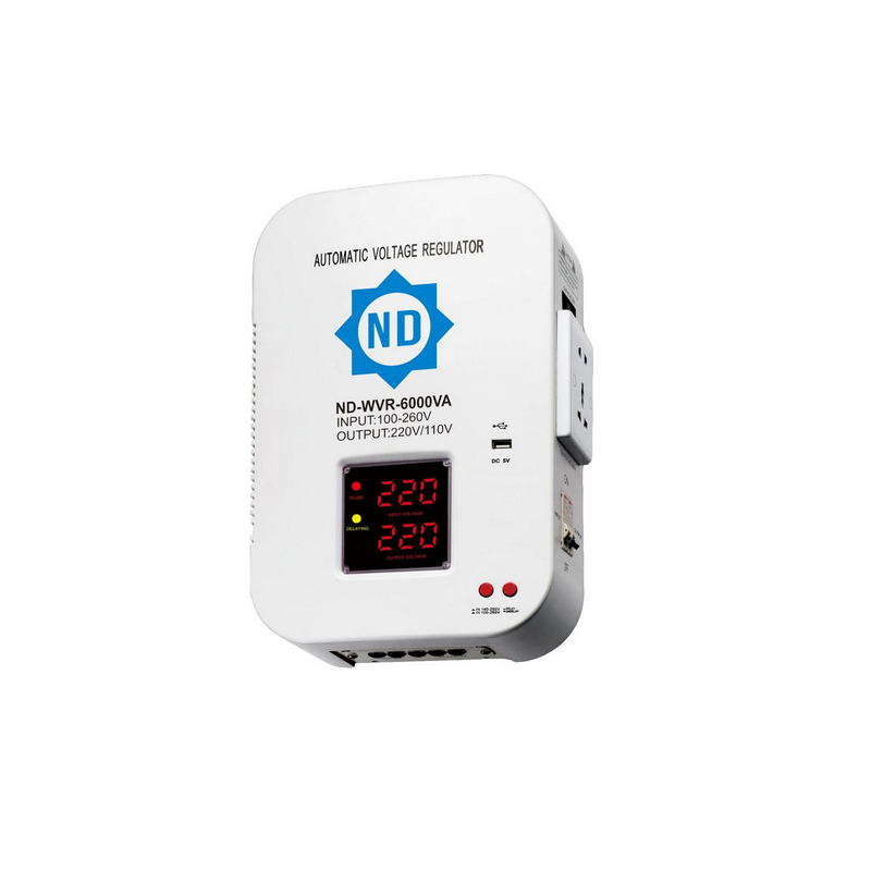 Régulateur de tension Mural - ND - 6000 VA - ND-WVR-6000VA - Automatique - Garantie 6 Mois