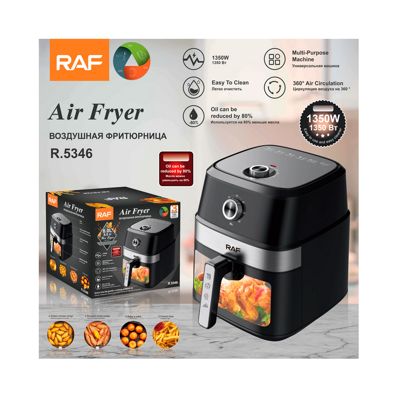 Friteuse à Air RAF 6,5L - 1350W - Sans Huile - Antiadhésif - R.5346 + 06Mois Garantie