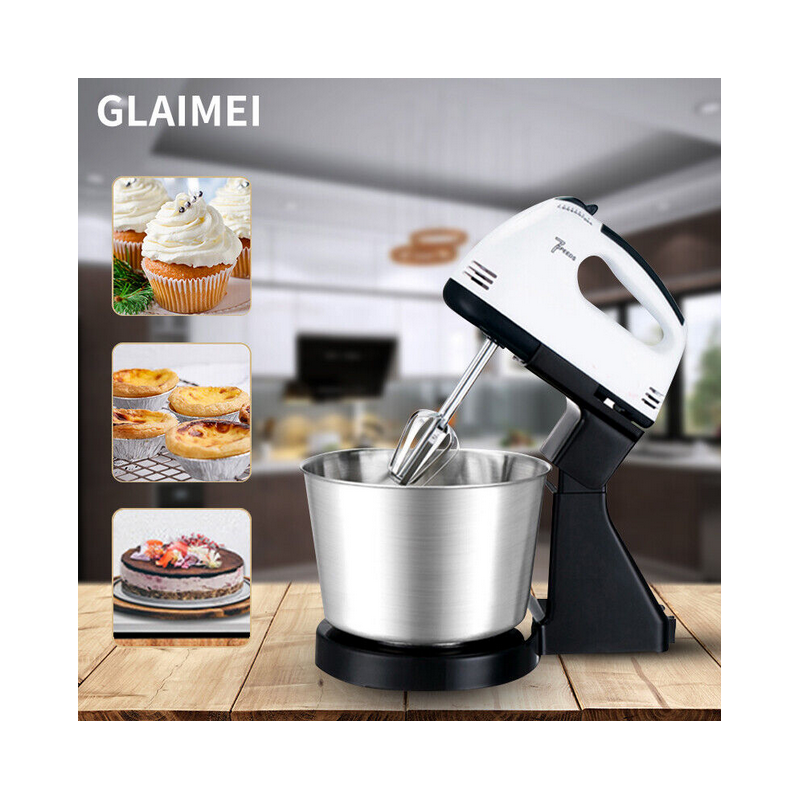 Batteur sur socle de cuisine Glamei 2L - 100W - avec bol mélangeur + 06Mois Garantie