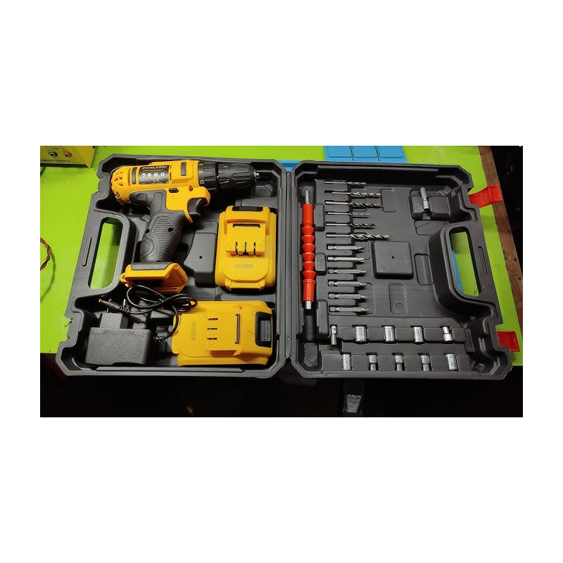 Perceuse électrique sans fil à puissance d'impact avec 2 batteries au Lithium rechargeables + 06 Mois Garantie