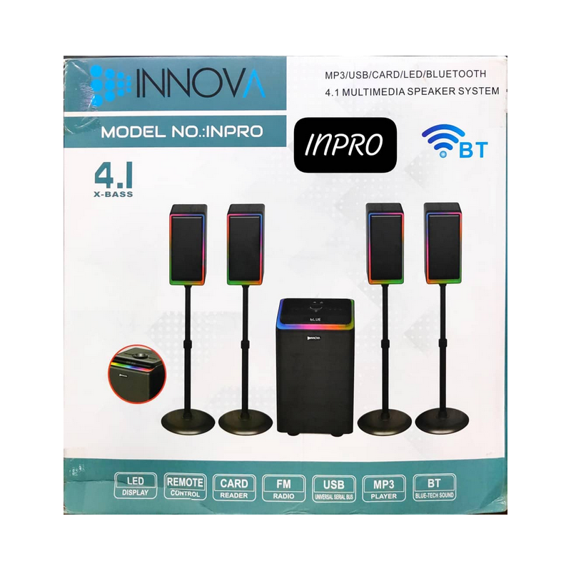 Home cinéma INNOVA - IN-PRO – 100 W – Bluetooth, USB, USB – Télécommande & affichage LED – Garantie 6 mois