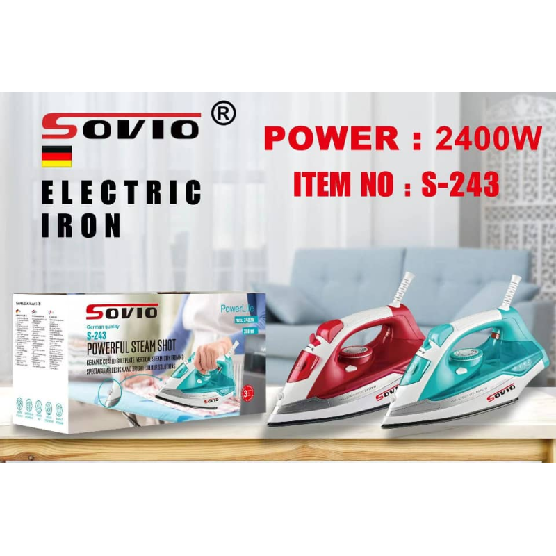 Fer à repasser à vapeur Sovio 390ml - 2400W - céramique antiadhésive - SO-243 + 03Mois Garantie
