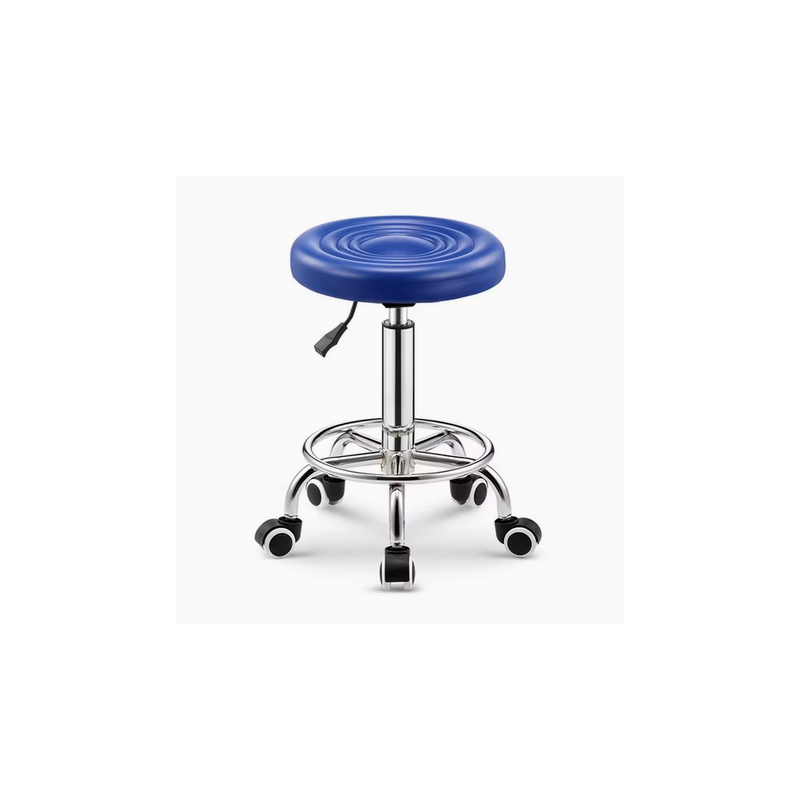 Chaise de salon de coiffure en cuir Bleu avec roulettes - hauteur du siège 47cm - DSC-0093A