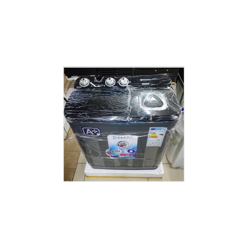 Machine à laver Semi-Automatique INNOVA 7Kg - LAVE/RINCE/ESSOR – IN-08-WM-KE - Noir + 06 mois Garantie