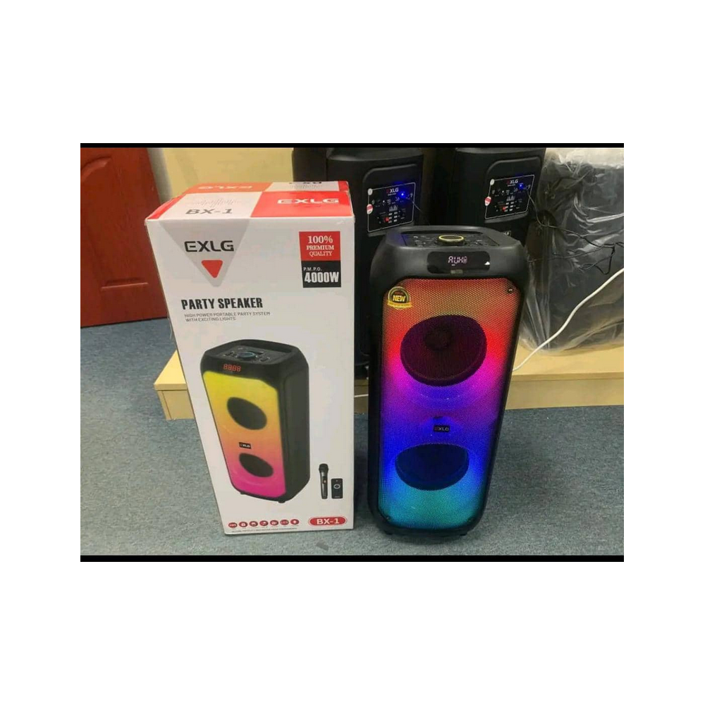 Haut-parleur Rechargeable EXLG - 4000W - 4400mAh - télécommande + 1 micro sans fil + Lumiere LED - BX-1 + 03Mois Garantie