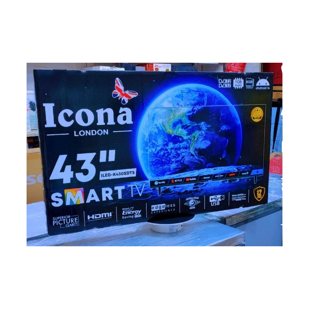 Smart TV Icona London - 43Pouces - Android 14 - Slim - ILED-K430SDTS + 06Mois Garantie