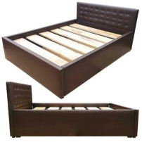 Lit Moderne EPHINO 02 Places En Cuir Noir Avec La Mouse Partout-LIT-2BE