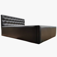 Lit Moderne EPHINO 02 Places En Cuir Noir Avec La Mouse Partout-LIT-2BE