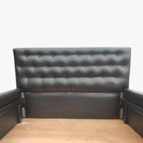 Lit Moderne EPHINO 02 Places En Cuir Noir Avec La Mouse Partout-LIT-2BE