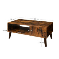 Table Basse - UB-76 - Table basse Evie avec rangement - Marron